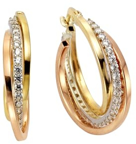 Fascination by Ellen K. Damen Creolen 375/- Gold 2,1cm Glänzend Zirkonia gelb 324310276-2