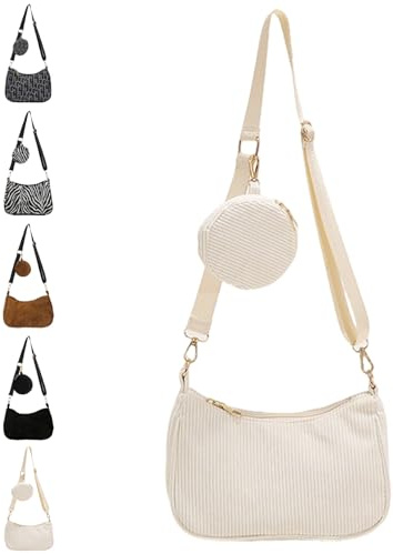 LUKIUP Cord Crossbody Bag Damen Hobo Umhängetasche mit Münzbeutel
