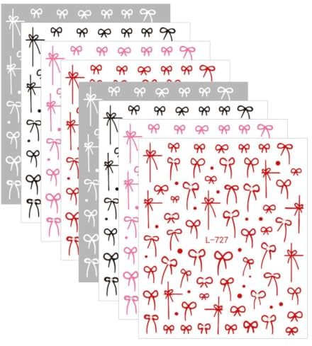 8 Pieces Of Bow Nail Stickers, 3D Embossed Ribbon Cross Stickers, Y2K Style, Diy Nail Art Design Decoration.