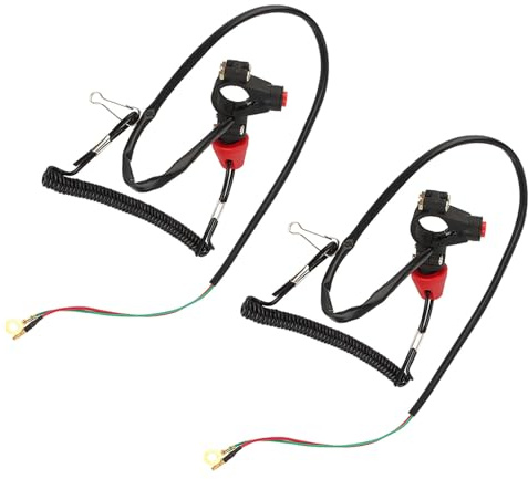 CFTGIW Coupe-circuit étanche et Durable pour Motos, Quads, Motos, Tondeuses et Moteurs Hors-bord (2 Pièces, Fixation Guidon 22 mm).