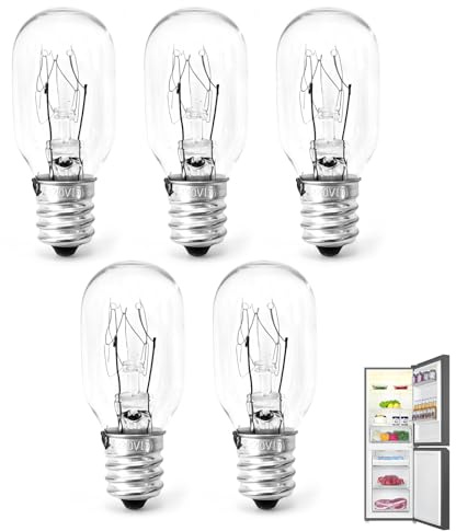 Kühlschranklampe E14, 15W T20 Glühbirnen Warmweiß 2700K, 230V Dimmbar Glühbirne für Nähmaschinen, Salzlampen, Kühlschränke, Gefrierschränke und Kleingeräte, Energieeffizient – Packung mit 5 Stück