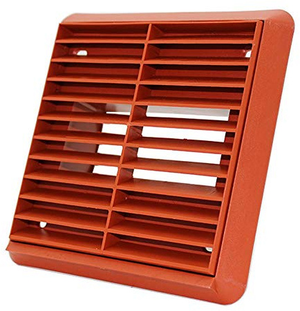 Kair Terracotta 110 x 54mm Louvred Wall Vent Grille with Rear Spigot | Fits 110 x 54mm Rectangular Duct Pipe, Suitable for bathroom and kitchen extraction, Suitable for grow tents and hydroponics