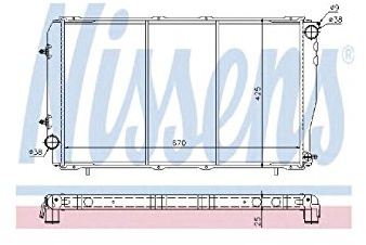 NISSENS Kühler Motorkühlung Kühler Wasserkühler Motorkühler Netzbreite 388mm Netzlänge 675mm Netztiefe 26mm 641111