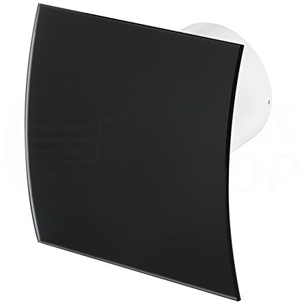 Design Lüfter echtglas schwarz satiniert mit Rückstauklappe (MKKPEGBM100PS) m...