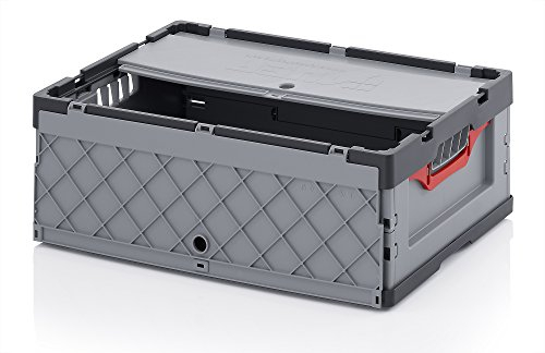 Auer Packaging 2x Profi-Faltbox 60 x 40 x 22 mit Deckel Faltbarer Eurobehälter Klappbox für Transport Lagerung unc co 60x40x22