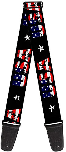 Gitarrengurt von Buckle-Down USA w/Star Black/US Flags
