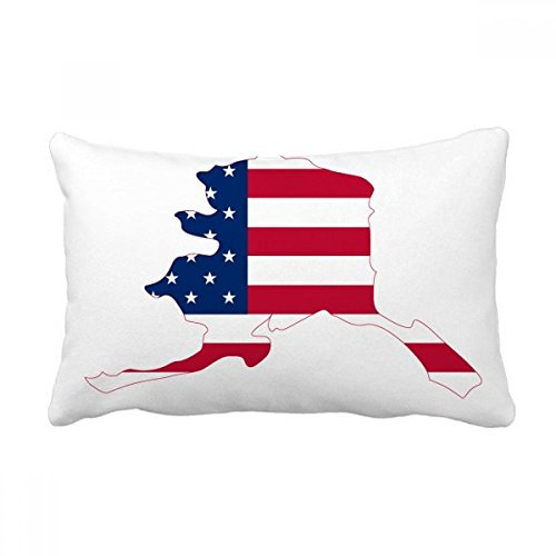 DIYthinker Karte Stern und Streifen -Flagge Form Alaka Usa Werfen Lumbar Kissen Kissenbezug Startseite Dekor-Geschenk 16 Zoll x 24 Zolls Mehrfarbig