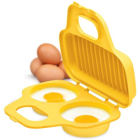 PrepSolutions Microwave Egg Poacher – Yellow, Easy-to-Use for Low-Calorie Breakfasts and Lunches