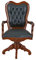 Englischer Chesterfield Sessel – Antik Mahagoni-Drehsessel (118×60×53 cm) mit Kunstlederbezug & Schnitzereien, Nostalgischer Bibliothekstuhl im Vintage-Stil mar149 Palazzo Exklusiv