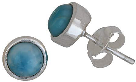 I-be, Larimar Edelstein 6 mm Ohrstecker rund, 925 Silber, im Geschenketui, 353011/6