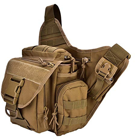 Alomejor 2colors Durable Men Military Brust UmhäNgetasche Packung FüR Reisen Outdoor-AusrüStung(Khaki)