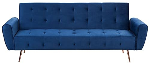 Schlafsofa Polsterbezug Nieten Marineblau Selnes