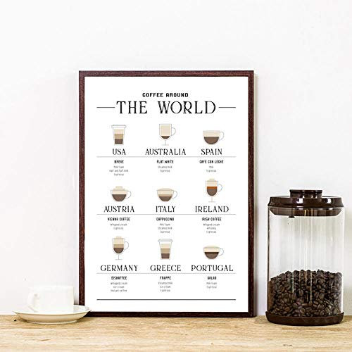 Bilder, Poster, Kunstdrucke Kaffee Guide Leinwand Kunstdrucke Kaffeeliebhaber Geschenk Moderne Minimalistische Kaffee Chart Malerei Wandbilder Küche Dekor Poster Und Drucke - 50X70Cm
