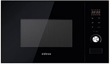 EDESA Microondas EMW-2020-IG BK de encastre de 20 litros, 800W y con grill 1000W Recinto interior de acero inoxidable Funciones de Descongelación y calentamiento Ancho 59.5 Color Negro
