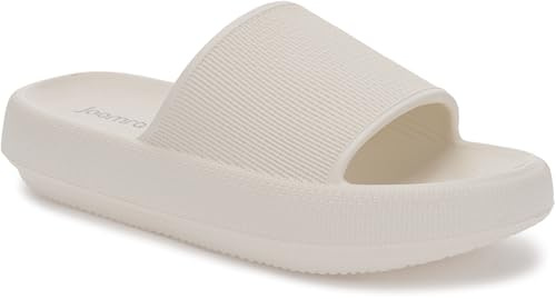 Joomra House Slippers for Women Mens Foam Pillow Shower Bath Bathroom Home Platform Sandals Slipers Cushion Slides for Ladies Female Male Sandles Beige 39-40