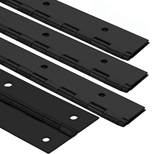 4Pack Heavy Duty Piano Hinge, 2 Open Width x 16 Continuous & Piano Hinges, 0.06” Thick Stainless Steel Piano Hinge with Holes, Black Stainless Furniture Hinges for Cabinet Door Cases Woodworking