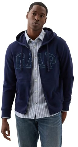 GAP Logo Hoodie Hooded Full Zip Sweatshirt Maglia di Tuta, Tapestry Navy, Small Uomo