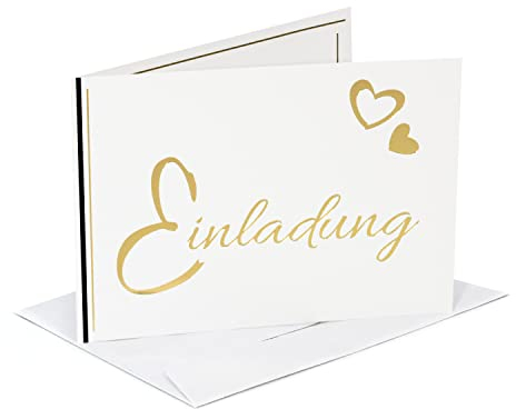 1, 5,10, 20, 50 Einladungskarten mit exklusiver GOLDPRÄGUNG selbst gestalten Geburtstag Jugendweihe Konfirmation Hochzeit Kommunion Taufe Einladung blanko Hochzeitseinladungskarten Einladungskarte