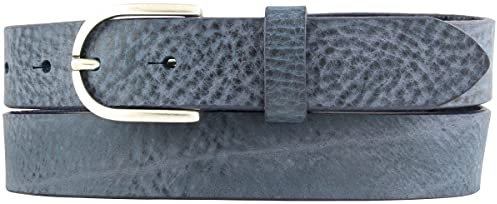 BELTINGER Damen-Gürtel aus weichem Vollrindleder Vintage-Look 3 cm | Leder-Gürtel für Damen 30mm | Schmaler Gürtel Used-Look | Marine 85cm