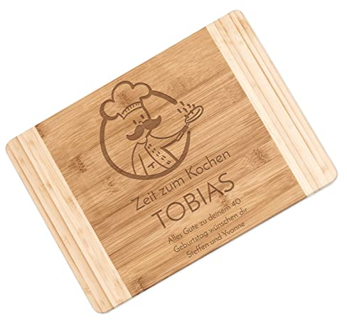 Maverton Bambus Schneidebrett mit Gravur - Servierbrett - Brotzeitbrett massiv - Größe: 35x25 cm - Weihnachtsgeschenke - Schneidebrett für Männer - zum Geburtstag - zu Weihnachten - Glückwunsch
