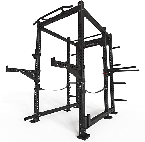 Atletica R8-Shockwave Power Rack | 6-Pfosten-Rack | Safeties, Dip Bar, J-Hooks, Weight Pins, Logo Plate, Pull-Up Bars, Landmine, Bar Holder | 173x183 cm | 257 kg
