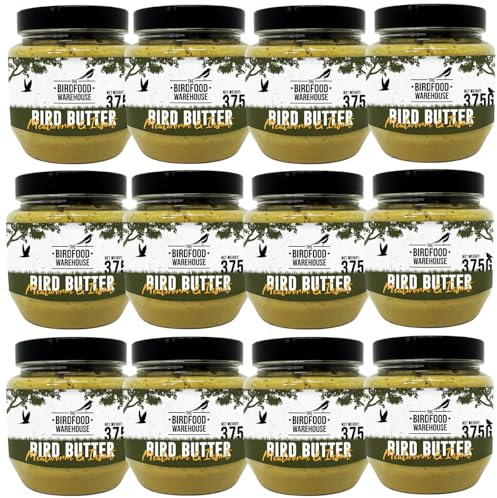 The Birdfood Warehouse Mealworm & Insect Bird Butter 375g (12 Pack) | 100% Natural Wild Garden Bird Food, Peanut Butter for Birds, All Year Feed