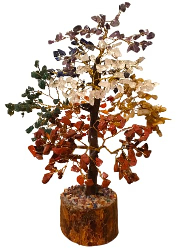 Steinfixx® Arbre de vie exclusif aux 7 chakras avec 500 pierres - Fait main - 30 x 20 cm - 450-500 g