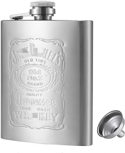 Tragbarer Taschen-Flachmann for Schnaps, Edelstahlflasche Trichter Tasche Hüfte Schnaps Whiskey Alkohol Kappe Trinkgeschirr Weinflasche Becher Flagon Geschenkverpackung (Color : As Gezeigt Size : One