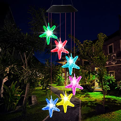 NAJILI Solar Windspiele für Draußen, Solarbetriebene Gartenlampe Hängeleuchte, Windspiel Weihnachtsdeko Aussen Innen Deko, für Garten deko draußen, Hof, Terrasse und Heimdekoration