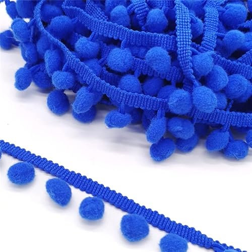 Yulakes 5 Yards 45mm Pompon Borte/Bommelband/Bommel Fringe/Pom Poms Bälle Fransenbesatz Pom Poms Quaste Spitze Bommelborte für DIY Handwerk Dekorieren (Blau)