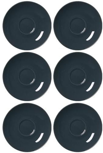 Ritzenhoff & Breker Doppio Espressountertassen, 6er Set, Anthrazit, ø 12 cm, Espresso Unterteller mit farbigem Rand, Untere aus Porzellan, Spülmaschinengeeignet