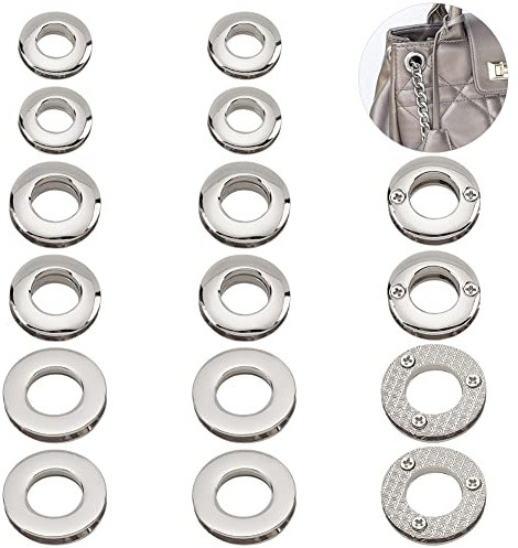 WADORN 18 Stück 10.5/13.8/16 mm Runde Legierung Ösen für DIY Handtaschen | platin farbe;metall-ösen zum einschrauben; runde tülle schnapploch o-ring;für diy kleidung lederhandwerk;robust und langlebig