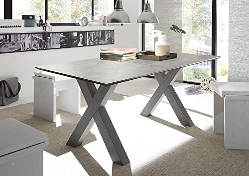 58 aufm Kessel Esstisch ausziehbar Eike 5 160 x 90 x 75 Esszimmertisch Graphit/Keramik Hell 13428
