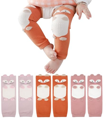 XEPST Paquete de 3 Calentadores de Piernas para Bebés Pequeños, Lindos Calentadores de Piernas Largos con Patrón de Animales, Protector de Rodilla para Bebés, Niños Pequeños,Niñas de 0 a 3 Años Zorro