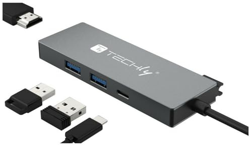 TECHLY 366952 Dockingstation USB3.2 Type-C™ mit 3 USB-Ports und 1 HDMI Grau
