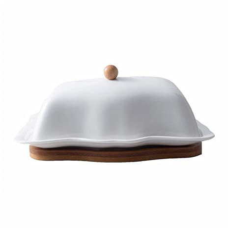 Plato de mantequilla Recipiente de comida Plato de mantequilla con diseño de tapa Plato de cocina Mantequera Mantiene la mantequilla suave y mejora la decoración de la cocina Bandejas for guardar la m
