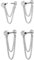 AoedeJ 2 Pairs Chain Dangle Earrings - Flat Back, Threadless (Silver)