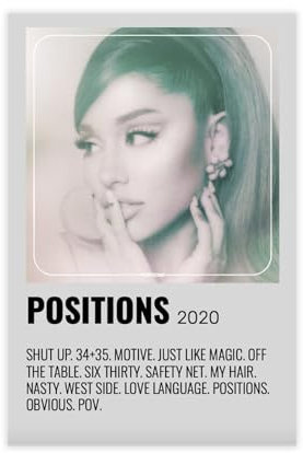 Ariana Grande Poster (9) Leinwand Poster Wandkunst Dekor Druck Bild Gemälde für Wohnzimmer Schlafzimmer Dekoration ungerahmt 20 x 30 cm
