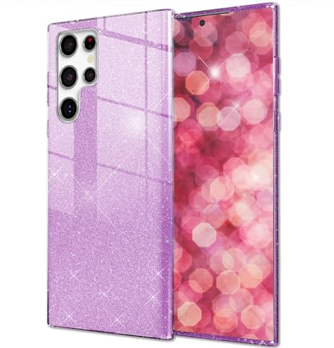 NALIA Glitzerhülle für Samsung Galaxy S24 Ultra - Hülle, Violetttraum | Partikel fest im Material eingeschlossen, 3-Schicht-Schutzaufbau mit Hardcase-Kern, Erhöhter Kamerarand, SHINEPOP