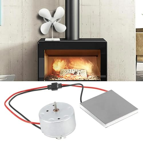 DollaTek Fireplace Fan Motor & Power Generation Sheet, Chimney Fan Accessories Stove Fan Replacement Kit for 4-Blade Heat Powered Wood/Log Burner