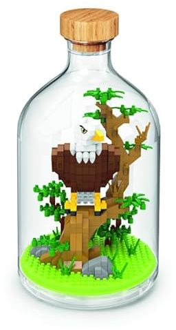 WiseHawk Weißkopfseeadler Terrarium-Bausatz mit Acryl-Miniaturblöcken und Schutzflasche aus Methacrylat