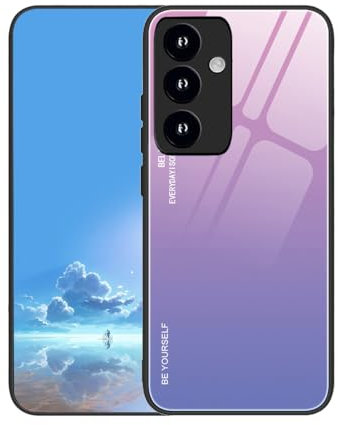 UPLAI Cover per Samsung Galaxy A35 5G, Ultra Sottile Morbido TPU Silicone Antiurto Custodia Insieme a Colore Sfumato Vetro Temperato, Moda Colorato Caso.Rosa Viola