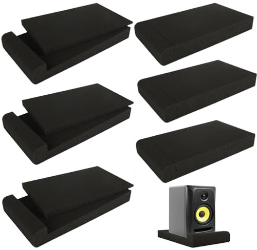LDXDRU 6 Pack 30 x 17 x 4cm Speaker Isolation Pads, High Density Acoustic Foam Pads, Desktop Studio Monitor Acoustic Mat for Most 5 Inch Speakers Stands Speaker Base
