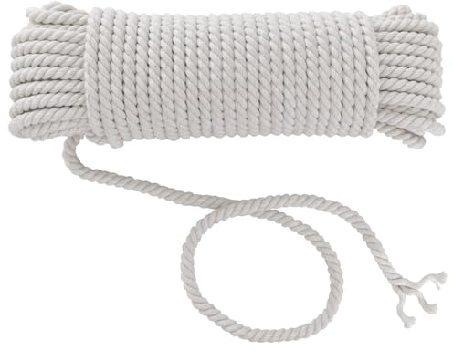 Vueinrg Macrame Corda Naturale 10mm x 10M Cordoncino Cotone Macramè Filo Corda Di Cotone per Bricolage Lavori Artigianali Giardino Bohémien Acchiappasogni Fai da Te Decorazione (Bianco)