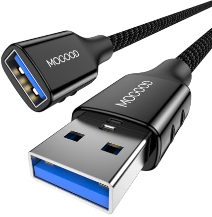 MOGOOD Câble d'Extension USB 3.0 1m, Type A Mâle à Femelle, Transfert de Données 5Gbps, Compatible avec Lights, PC