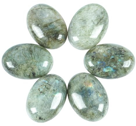 Lovionus89 18x25 mm ovale Cabochons Flatback Kristallheilstein für Schmuckherstellung DIY Pack von 6, Mondstein