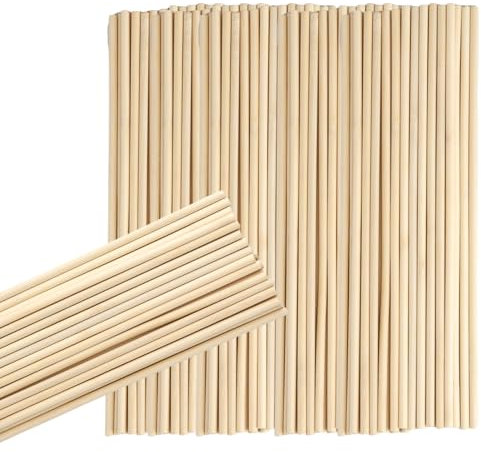 100 Pezzi Bastoncini di Legno, 5mmx30cm Bastoncini Legno per Lavoretti, Bastoncini Legno Non Verniciato, Bastoni Legno per Modellismo Fai Da Te Bricolage Artigianato