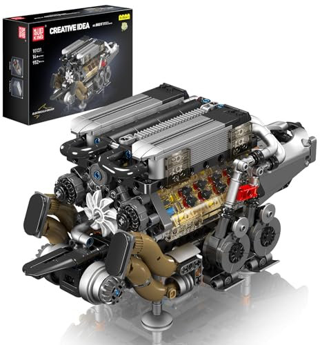Mould King 10131 Technik W16 Motor Bausatz Bausteine Motor Modell Klemmbausteine Simulation Motors mit Vier Turbolader Engine kit für Erwachsene (952 Teile)
