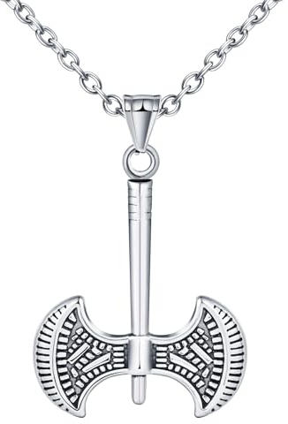 INFINIONLY Fashion Mens Stainless Steel Necklace Creative Axe Pendant with 55cm Chain Punk Necklace Novelty Accessories Teenage Street Style Jewellery