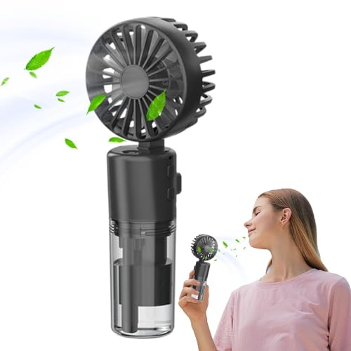 Water Mist Fan Handheld Rechargeable Spray Fan with Water Mist,Foldable Portable Summer Supplies with Ergonomic Handle, Cooling Fan for Women, Men, Boys, Girls